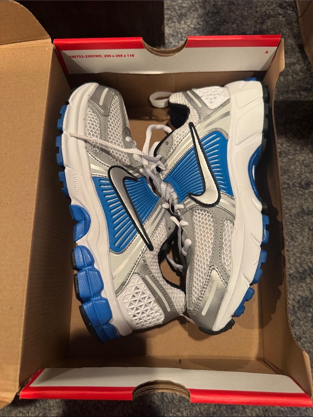 Nike Kids White, Blue & Silver Trail-Style Sneakers